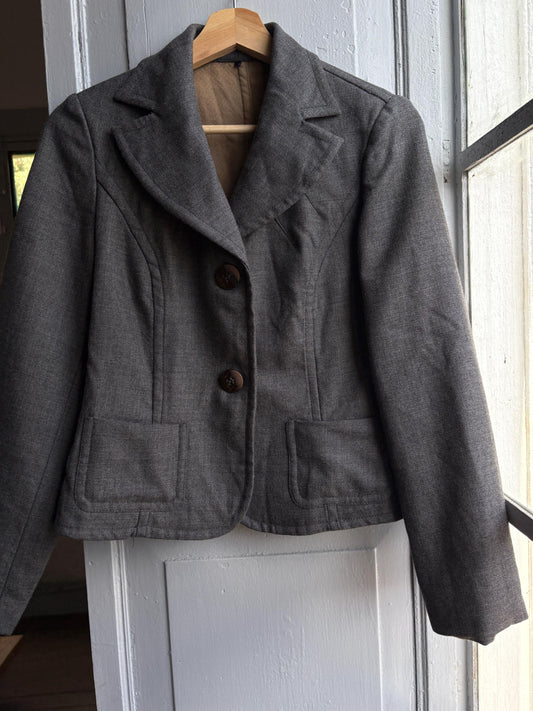 Tailored Grey Wool Blazer — detail