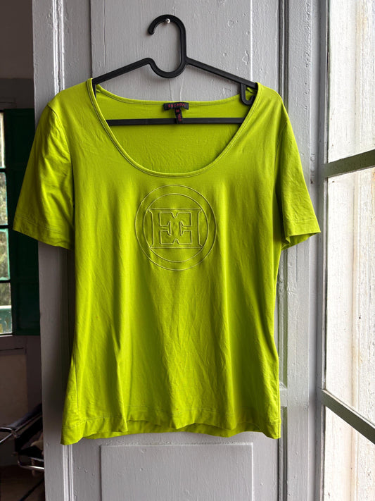Vintage Escada Green Scoop Neck Tee — detail