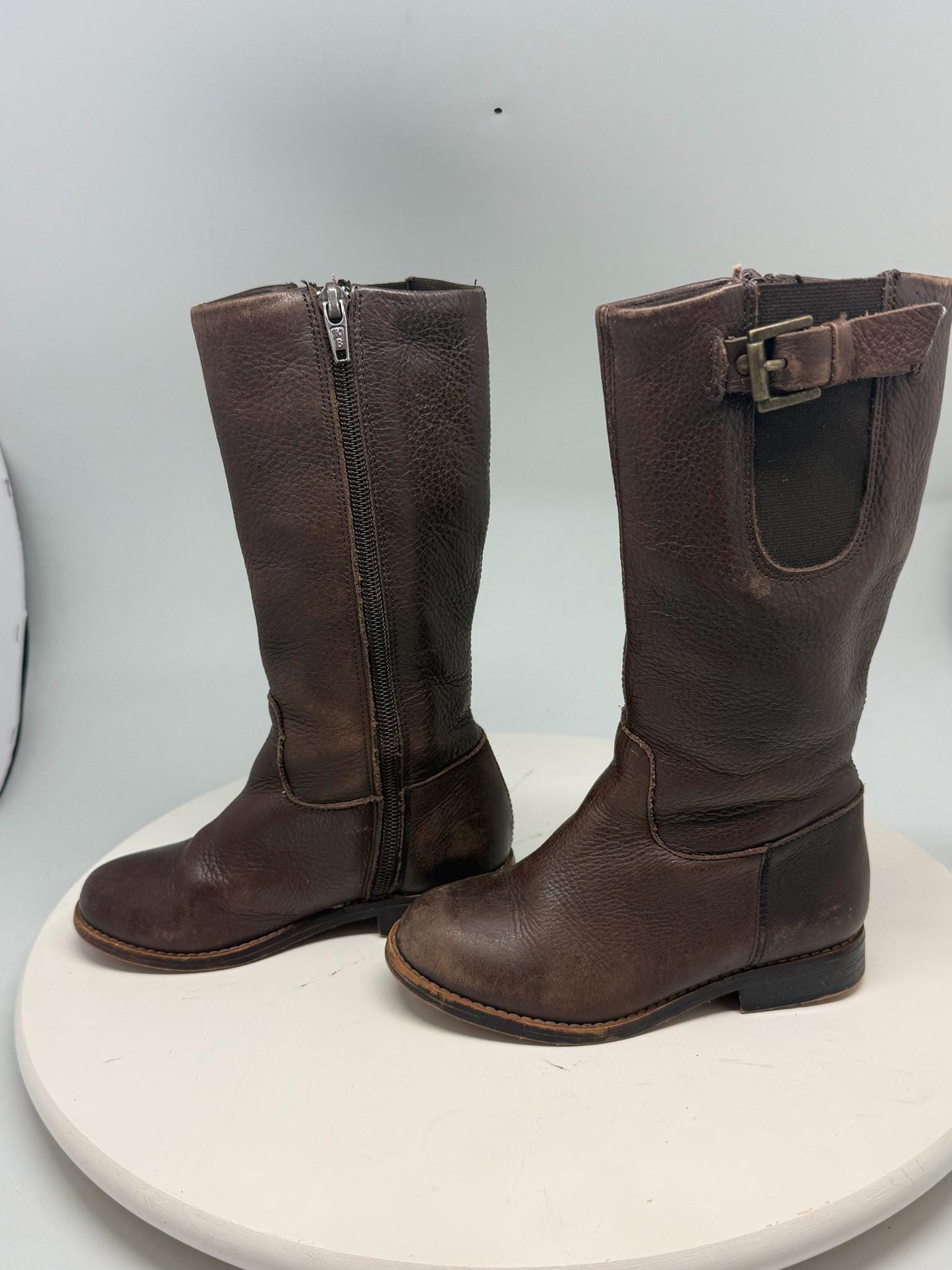 brown Long Leather girl Boots, Size 25 Children