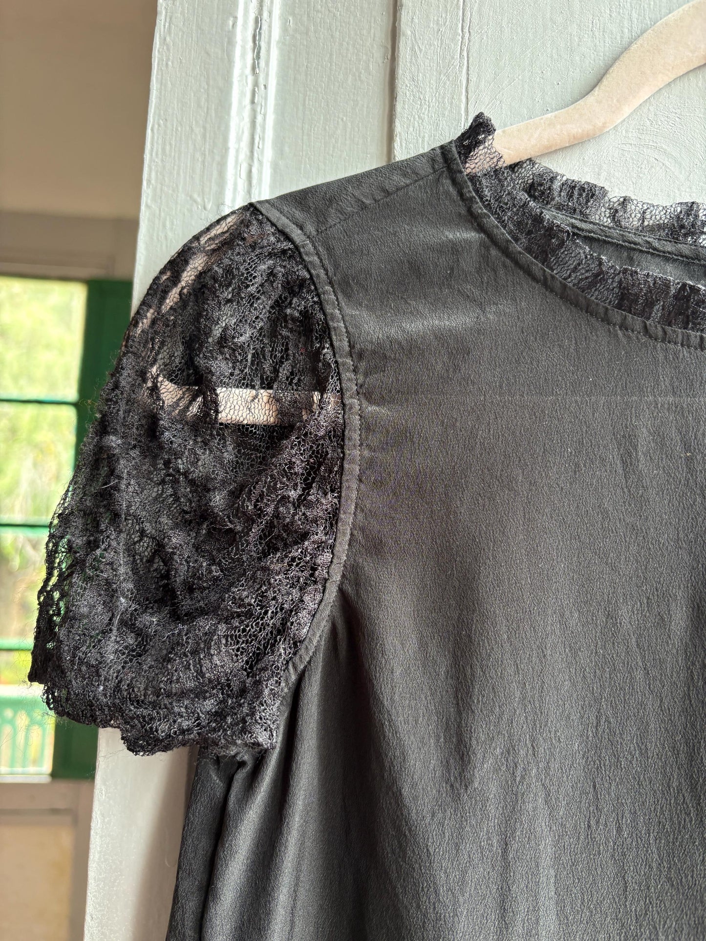 Black Silk Shirt With Lace Sleeves — additional view 13