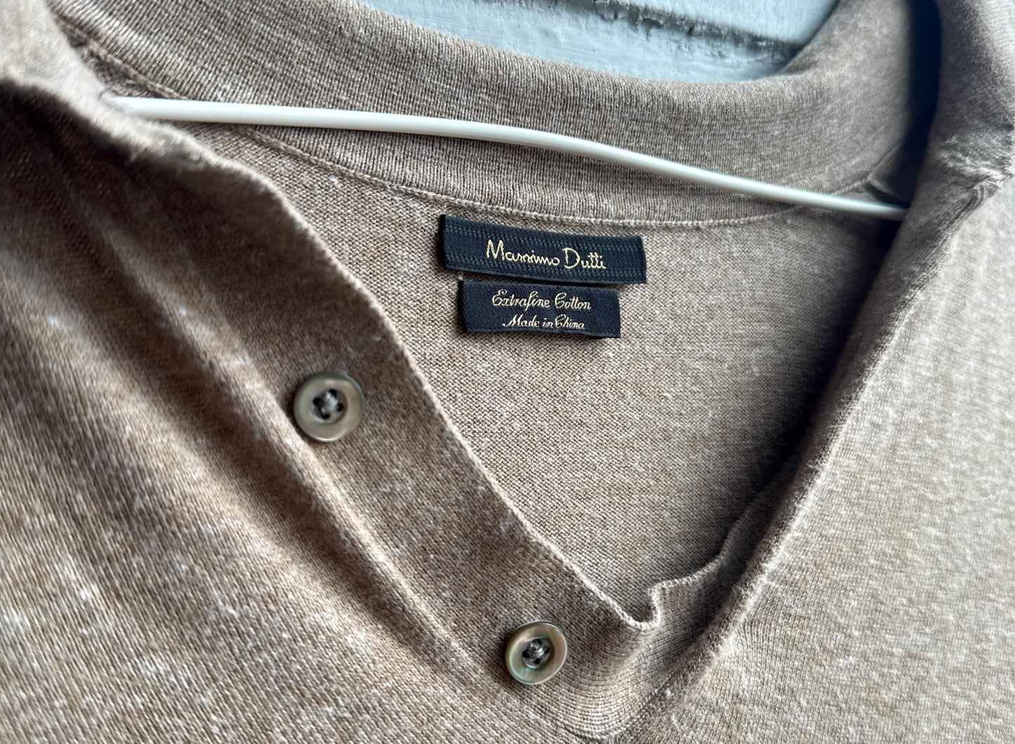 Luxury Massimo Dutti extra fine cotton tan polo shirt, size M