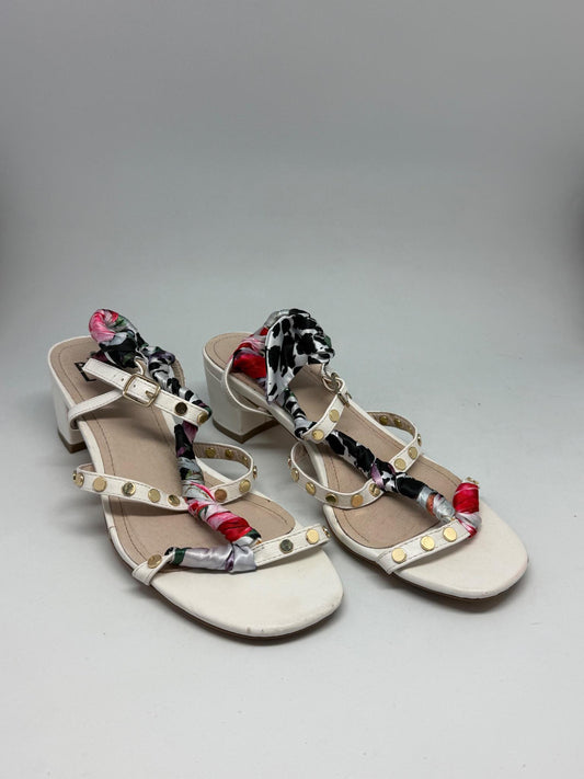 Bibi Lou White Leather Heels With Studded Straps — detail