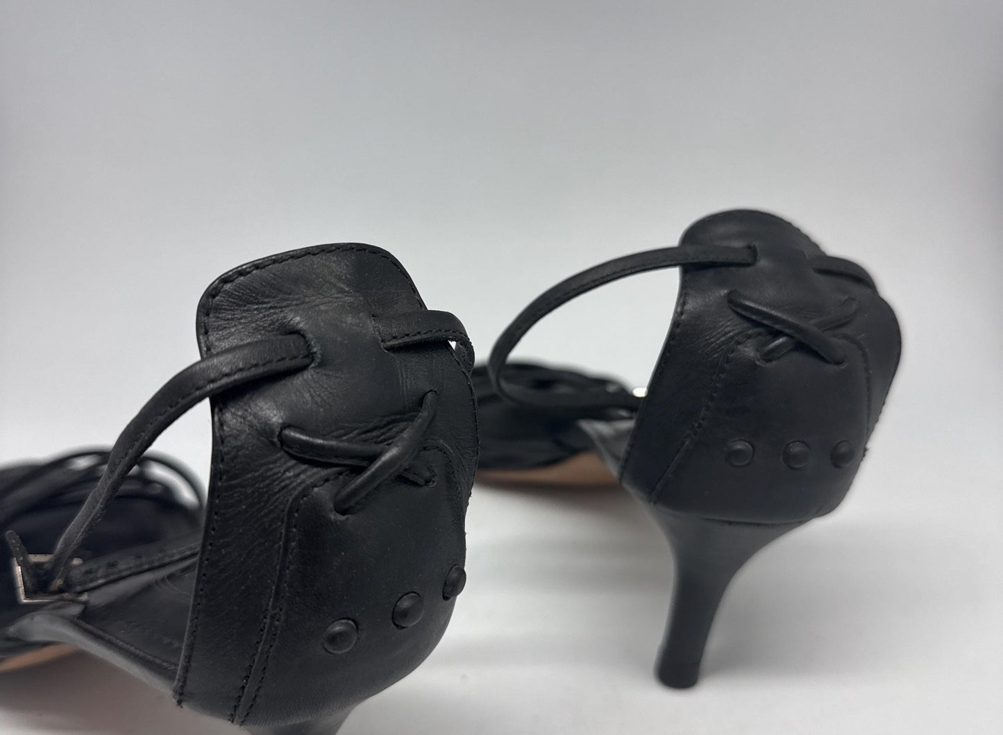 Classic Black Leather Heels with Ankle Strap — additional view 15
