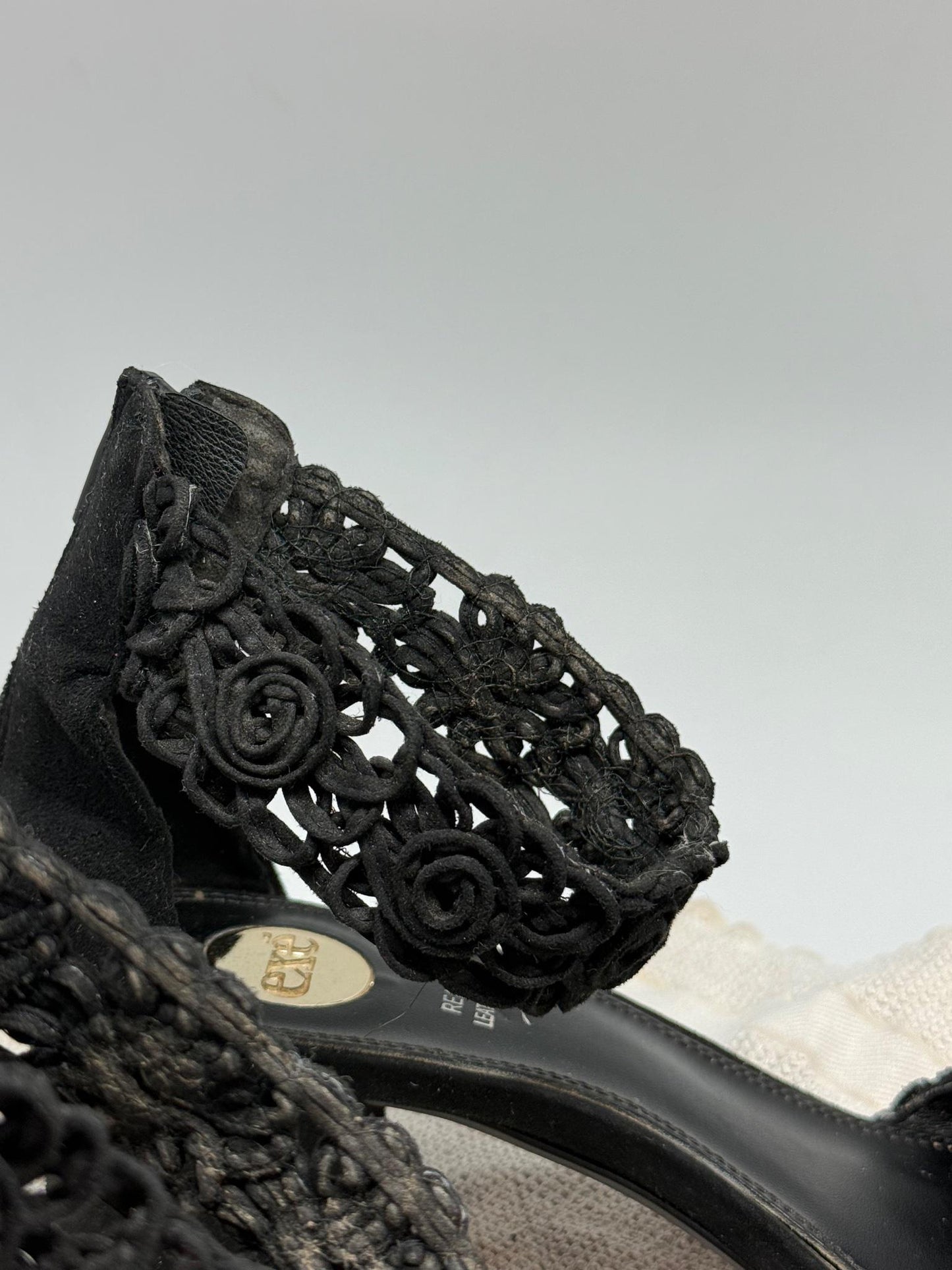 Black Heels With Floral Crochet Detail — additional view 15