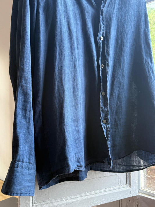 Vintage Hugo Boss Blue Linen Shirt — detail