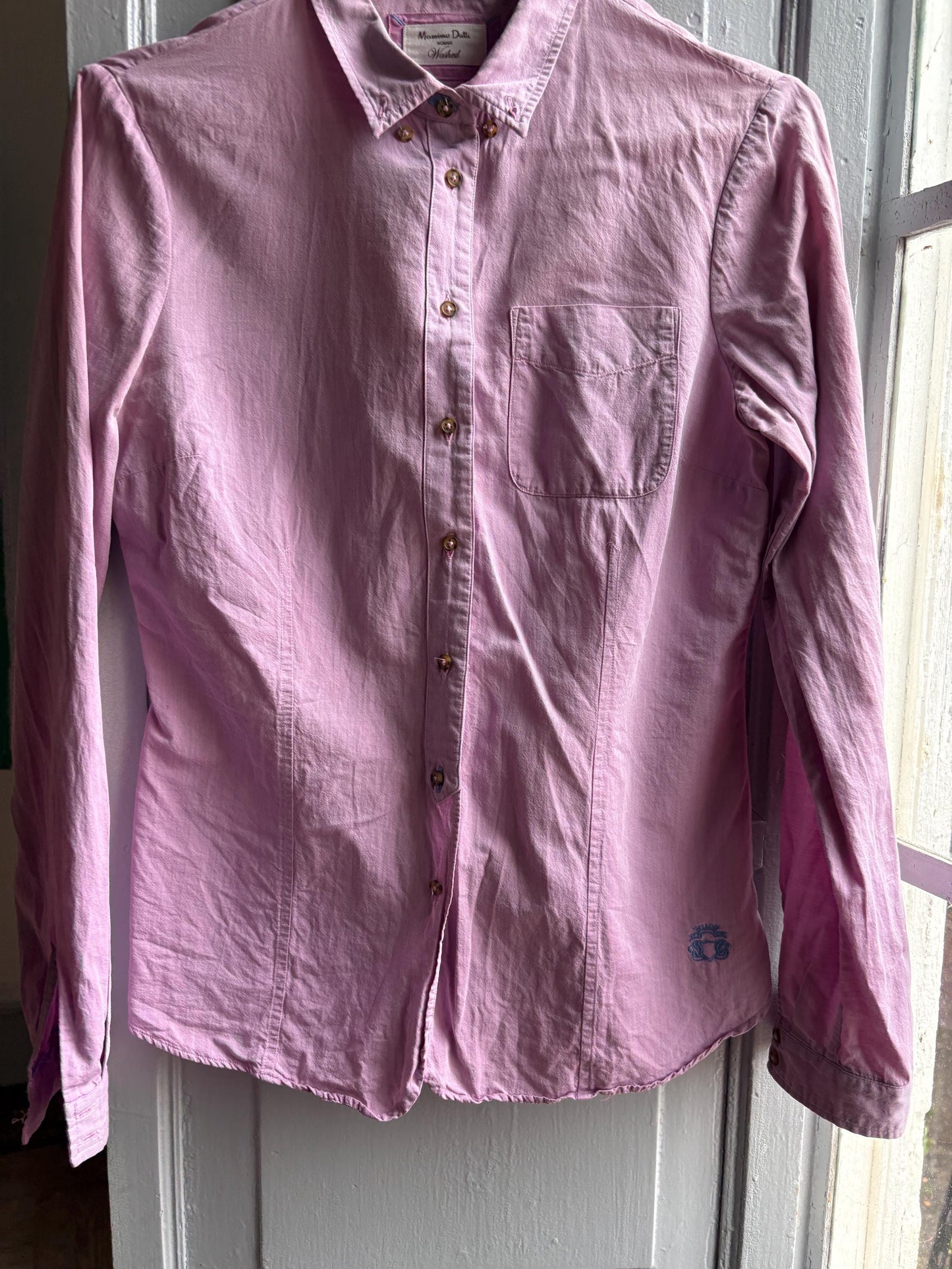 Massimo Dutti Pink Cotton Shirt, Women Button Down Blouse, Minimalist Preppy Luxury style, Casual Chic Top,