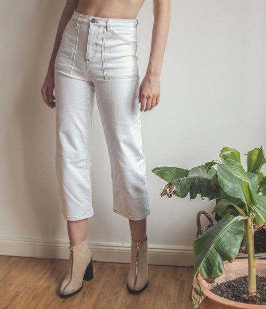 Vintage Y2K white jeans with high waist, summer bootcut jeans,