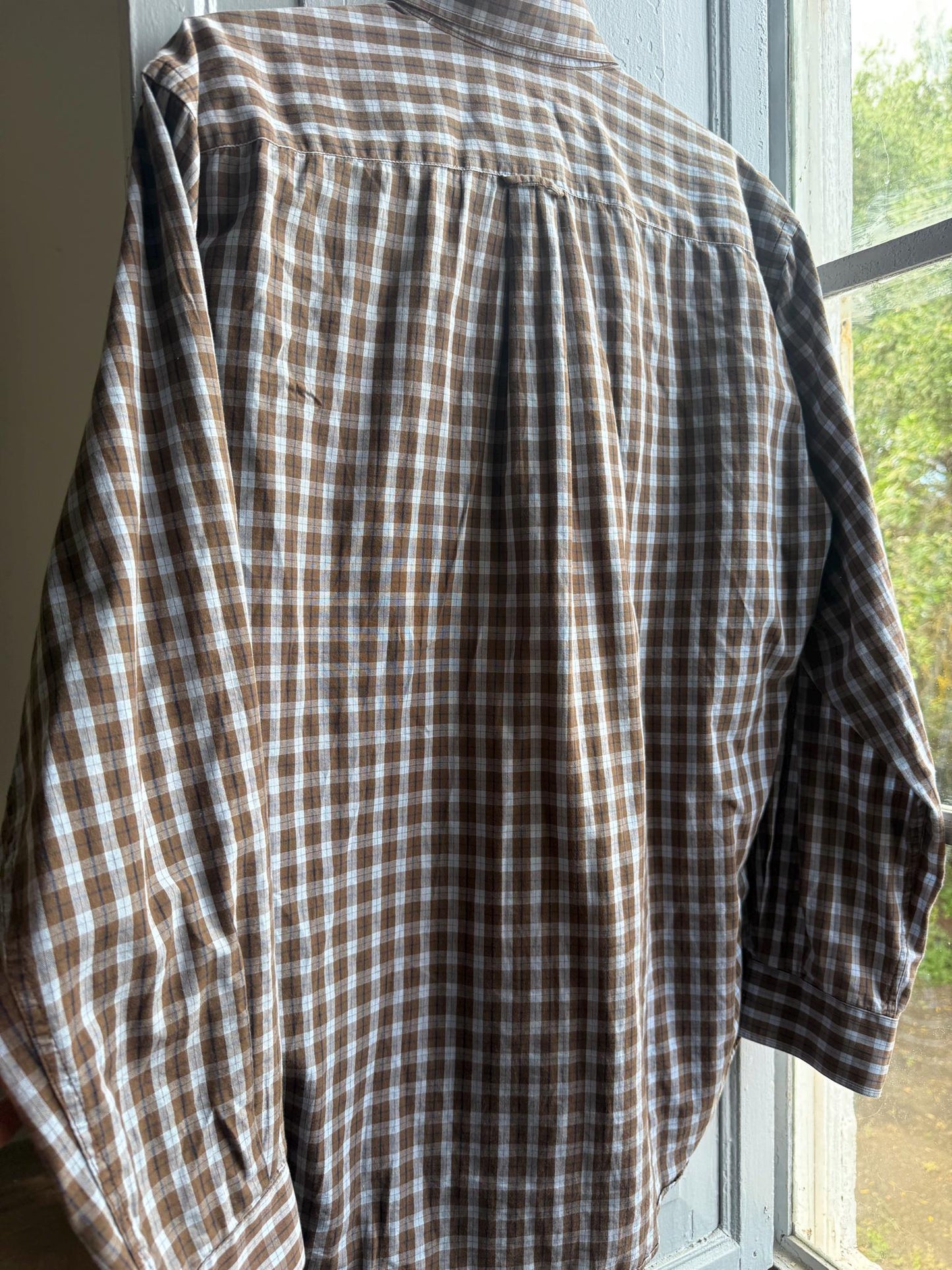 Vintage Thomas Burberry Check Shirt, Mens Size L, Brown Plaid Button Up, Cotton Classic Fit Heritage Luxury Casual Long Sleeve