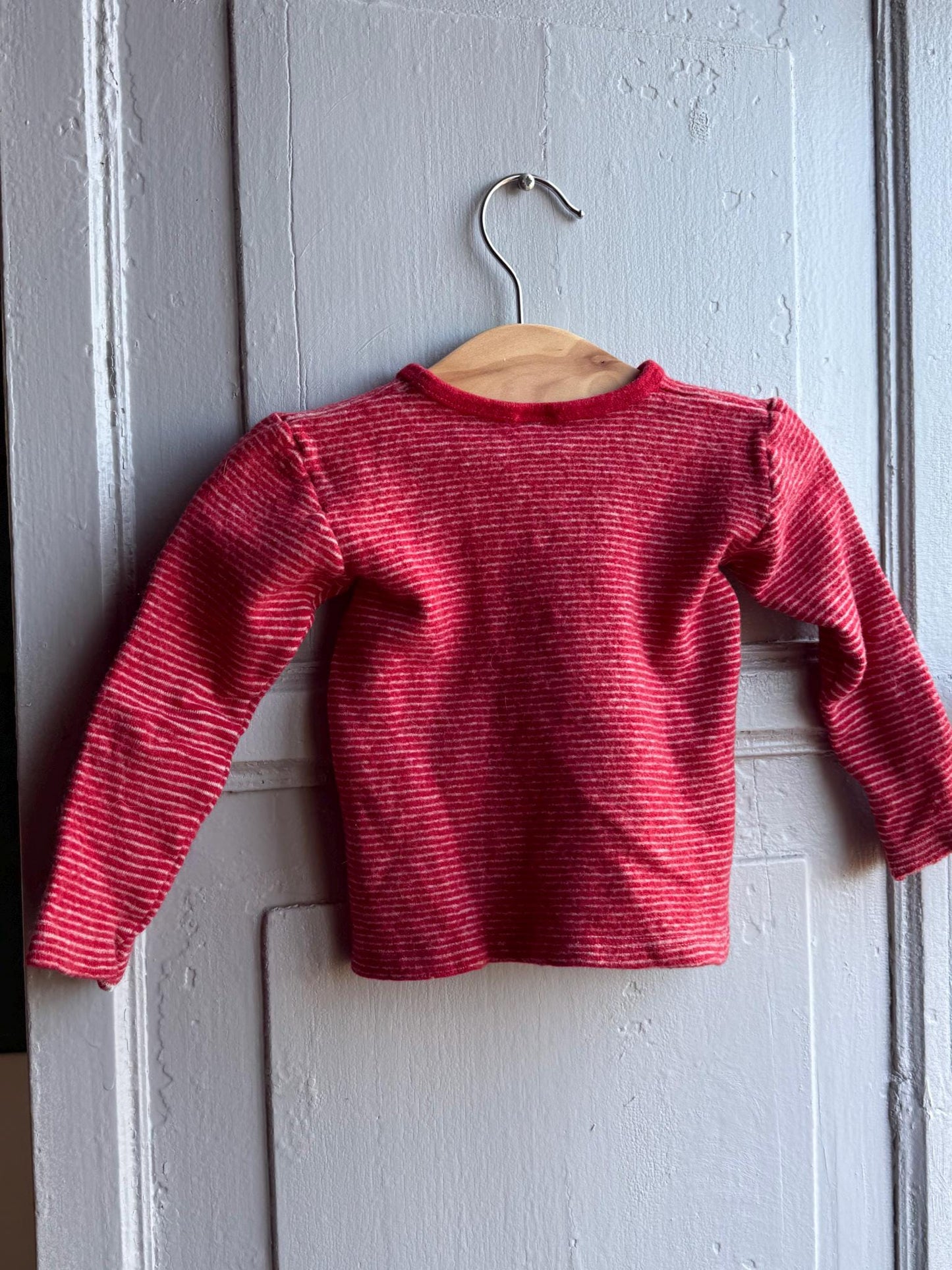 Organic Wool Baby Shirt - Red Stripes — additional view 9