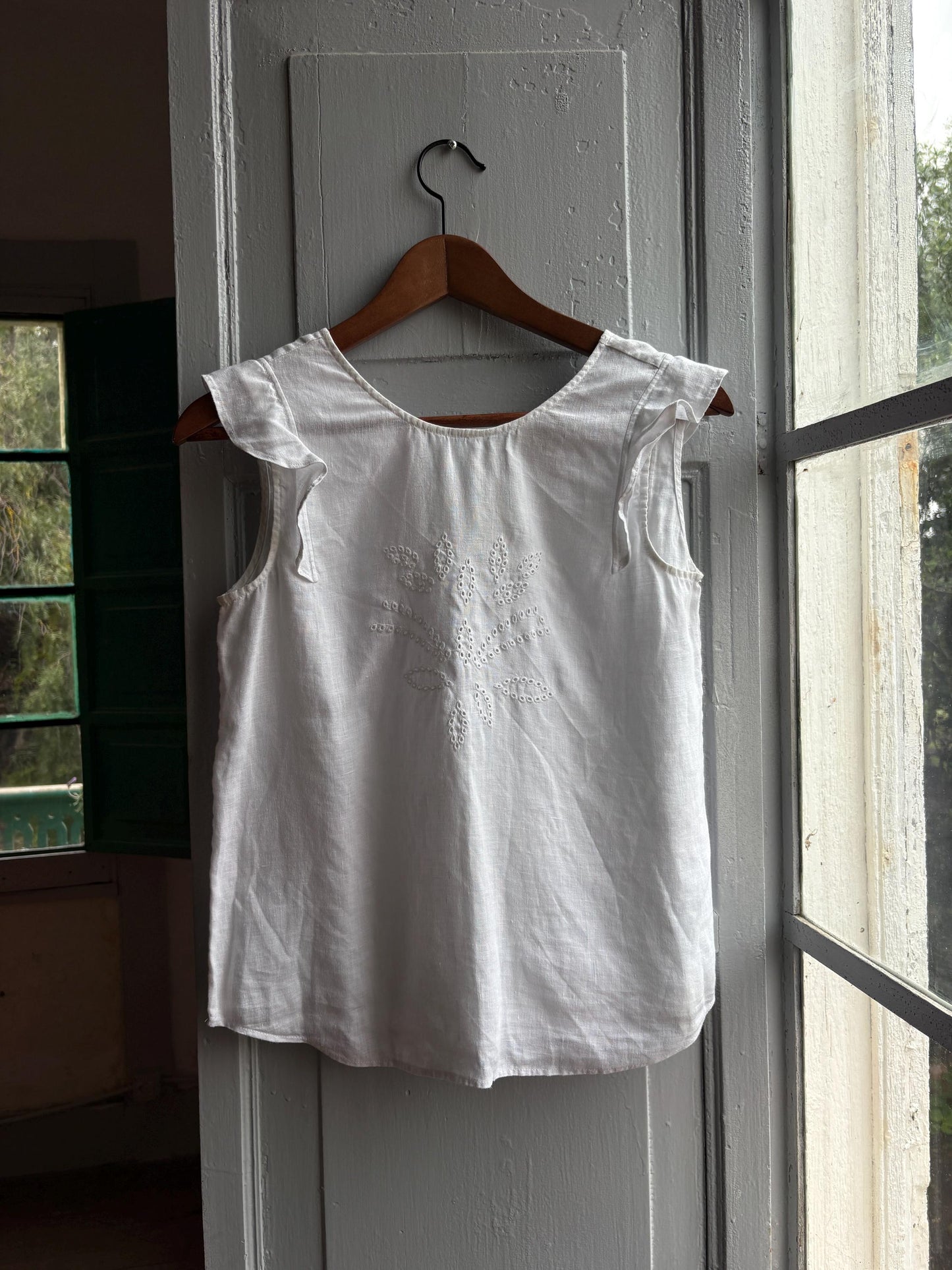 Vintage White Linen Camisole For Girls — additional view 12