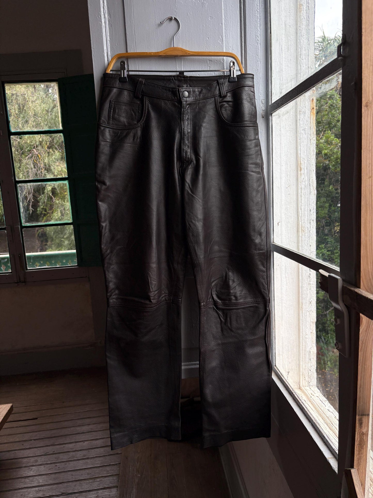 Vintage Black Leather High Waist Trousers — additional view 12