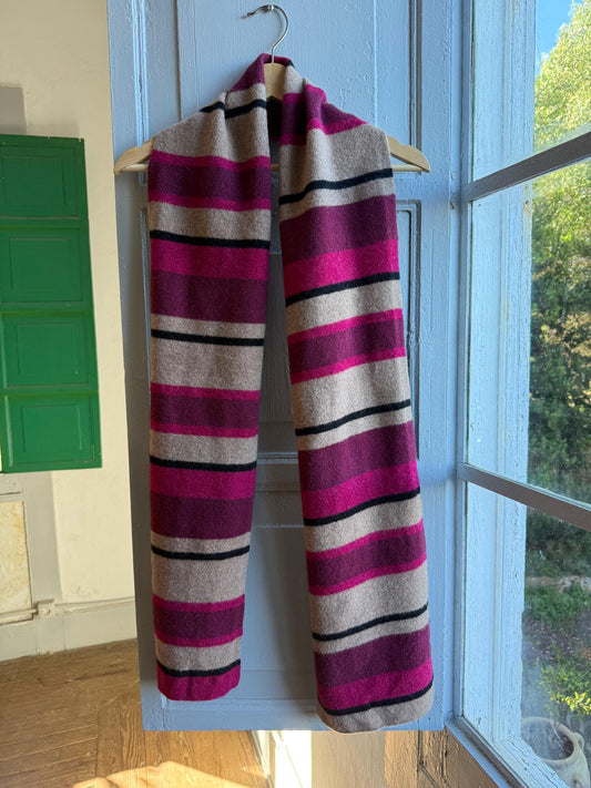 Vintage Pink Striped Lambswool Scarf — detail