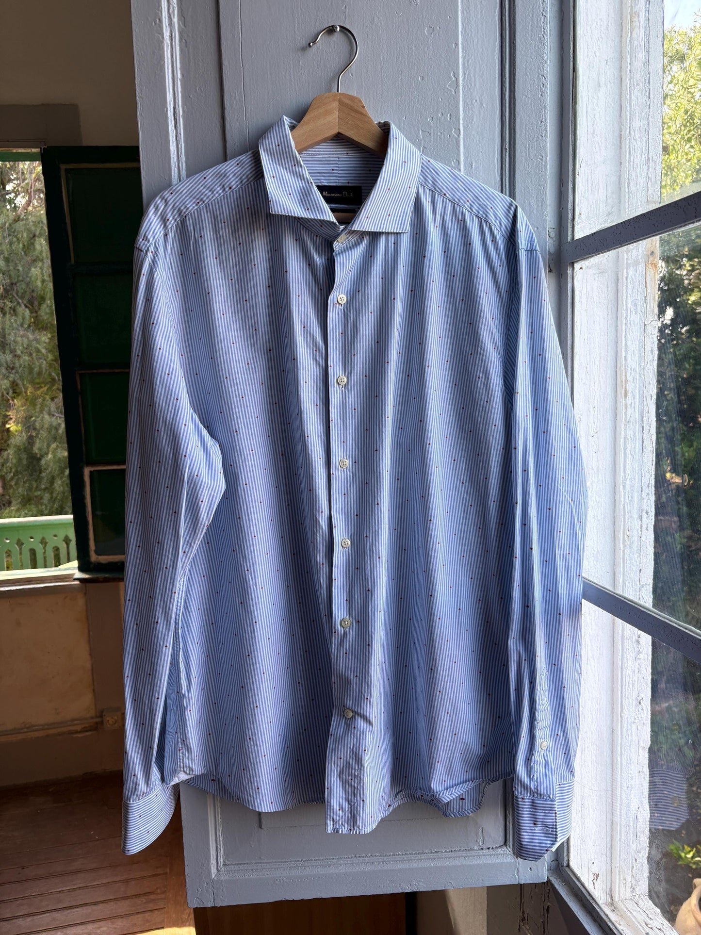 Heart Stripe Cotton Shirt In Blue And White — additional view 12