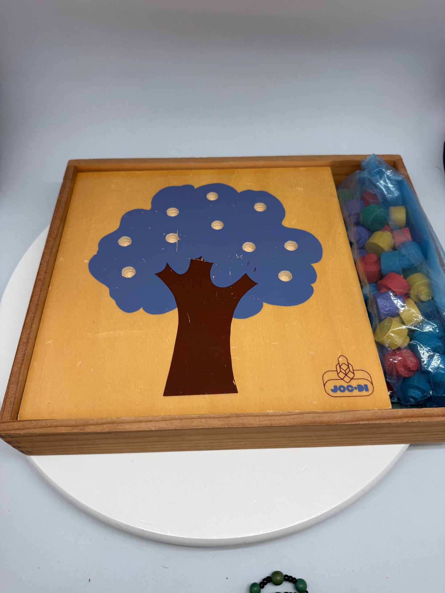 Vintage Montessori Counting Tree Puzzle Set, Wooden Homeschool Math Toy, Waldorf Preschool Learning Game, JOC-DI Educational Toy