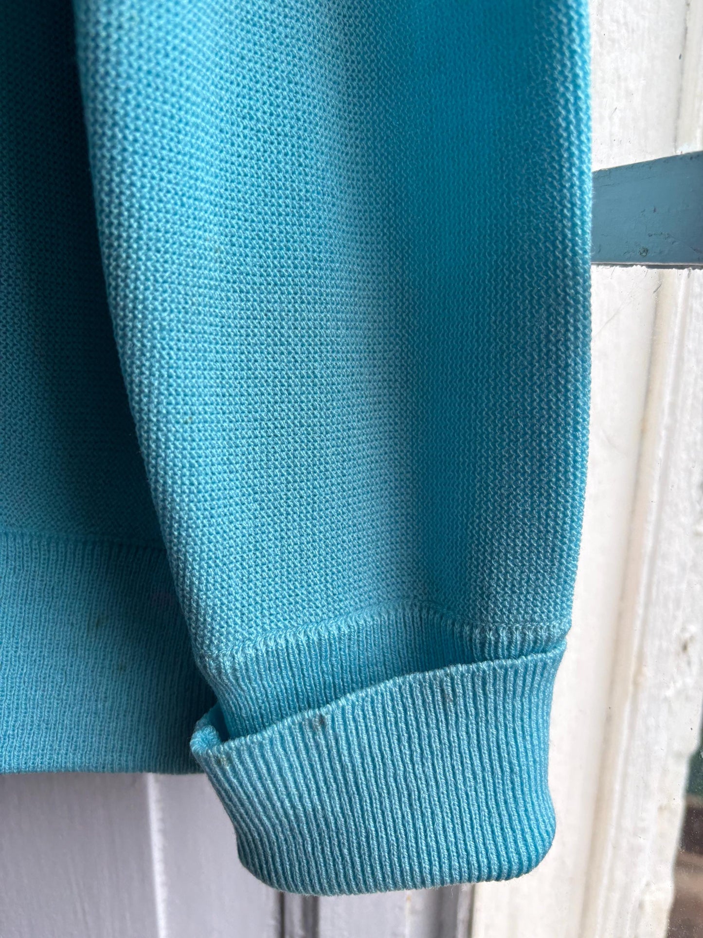 Vintage blue Chemise Lacoste Cardigan, Made In Spain, Grandpa Core Knit Sweater, True vintage Luxury vest, Unisex L XL