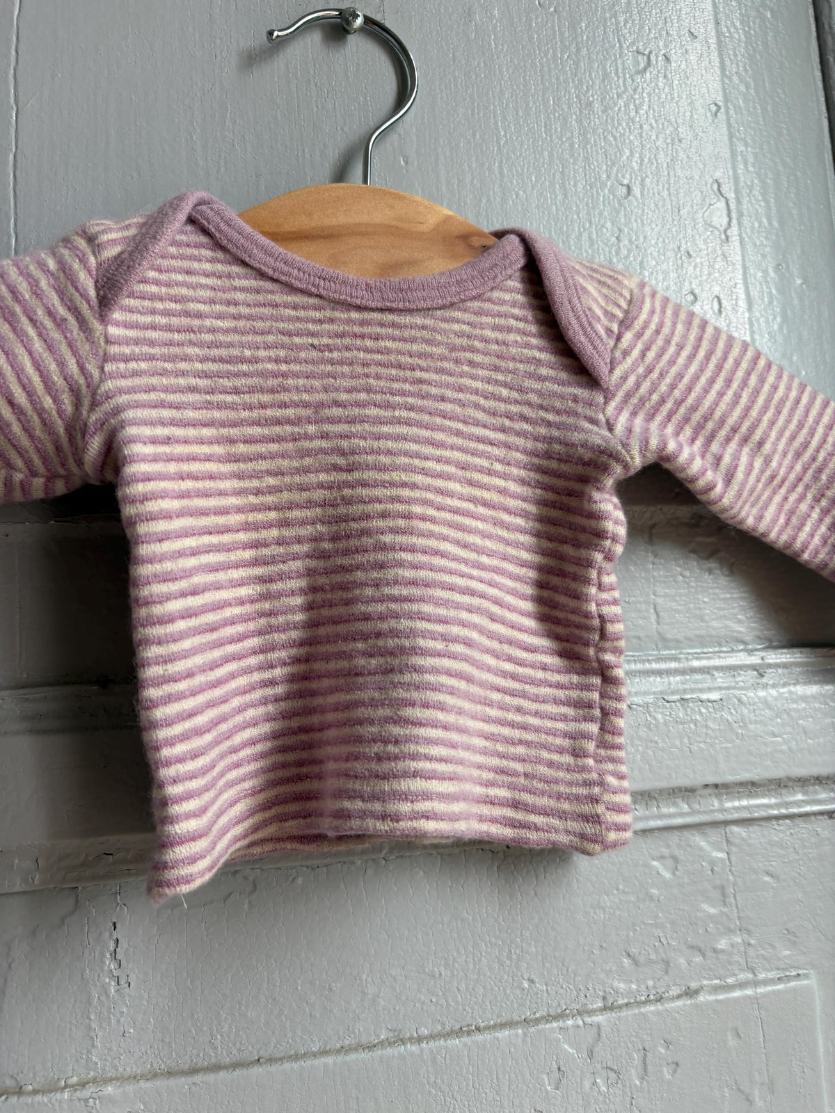 Vintage Engel Baby Wool Silk Top 62/68, Pink Striped Long Sleeve Shirt, Merino Wool Silk, Waldorf Baby, Made in Germany