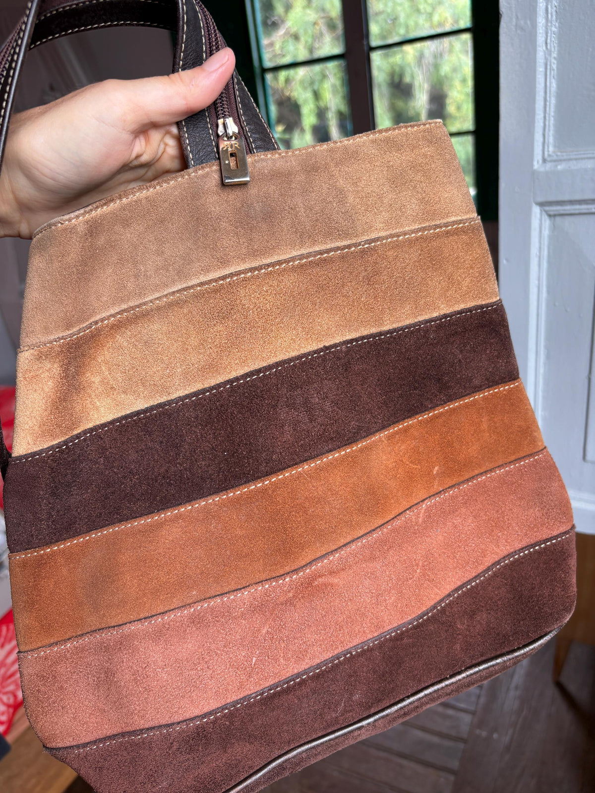 Pedro Rogado Genuine Leather Suede Backpack, Convertible Crossbody Sling Bag, Brown 90s Style Bag