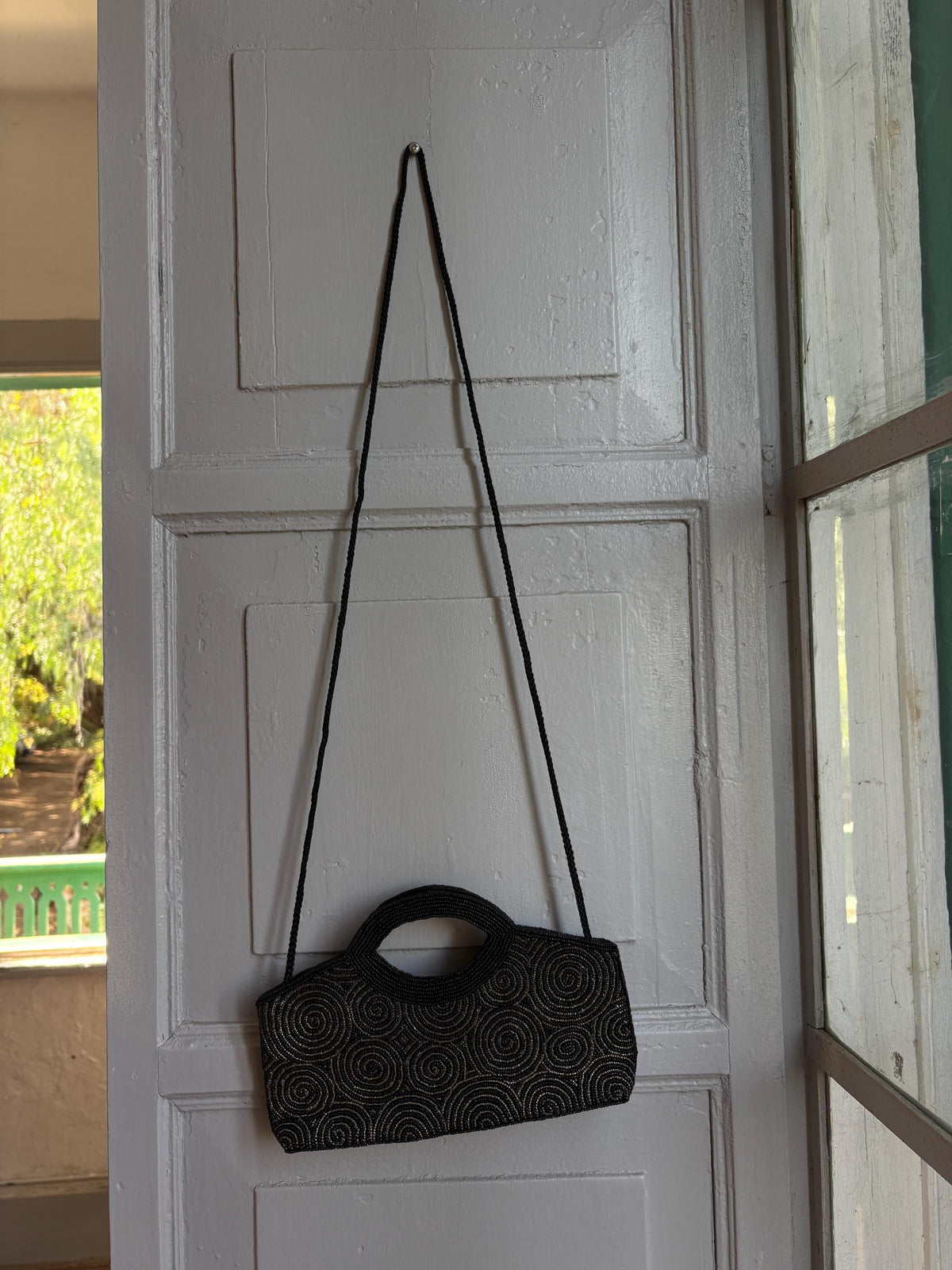 Black Beaded Evening Bag, Vintage Mini Handbag, Top Handle Purse, Y2K Party Bag, Shoulder Bag, Cocktail Clutch