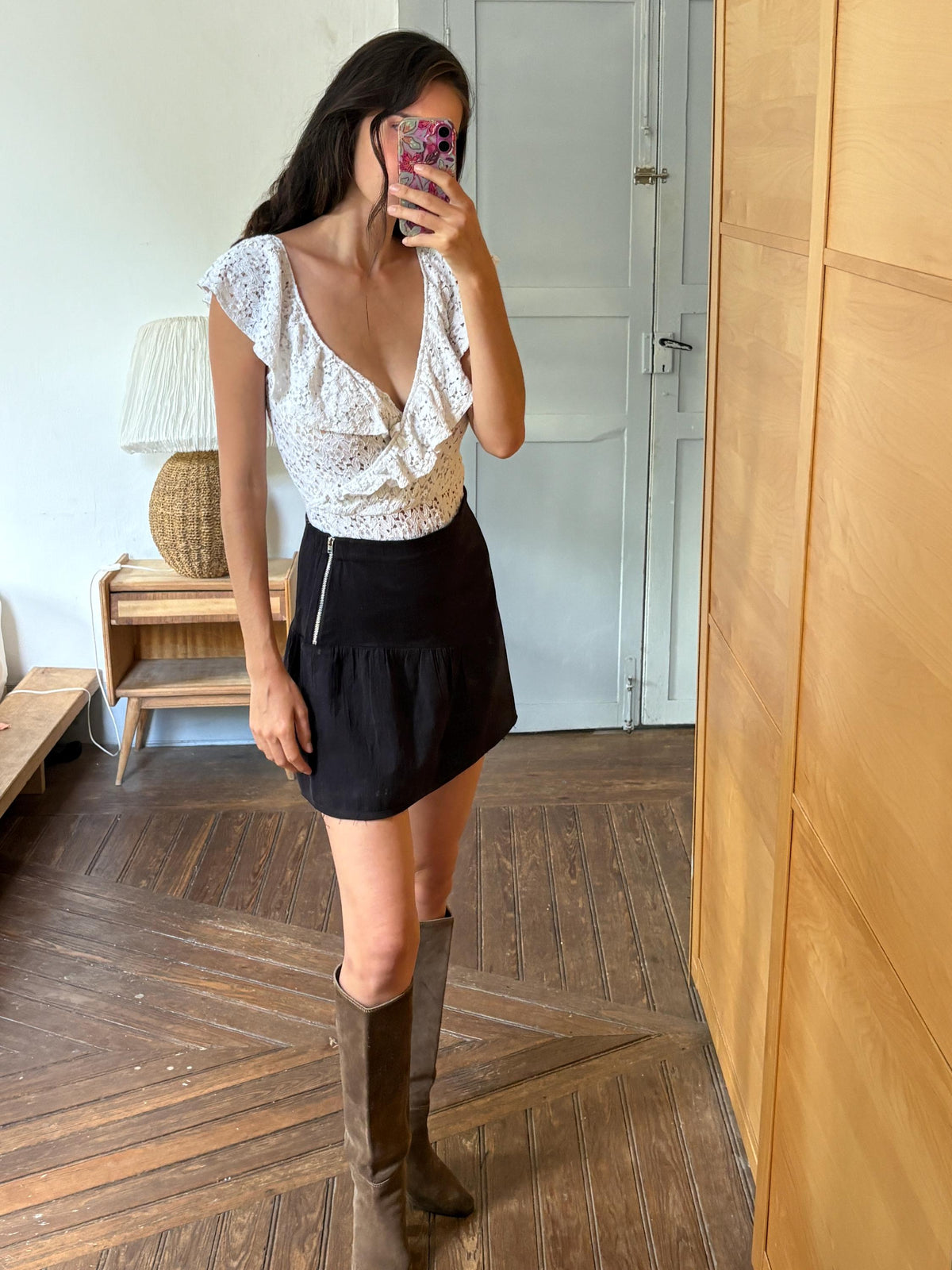 Black Mini Skirt, Cotton A Line Skirt, Y2K Minimalist Skirt, Casual Summer Skirt, Everyday Wardrobe Essential, EU 38