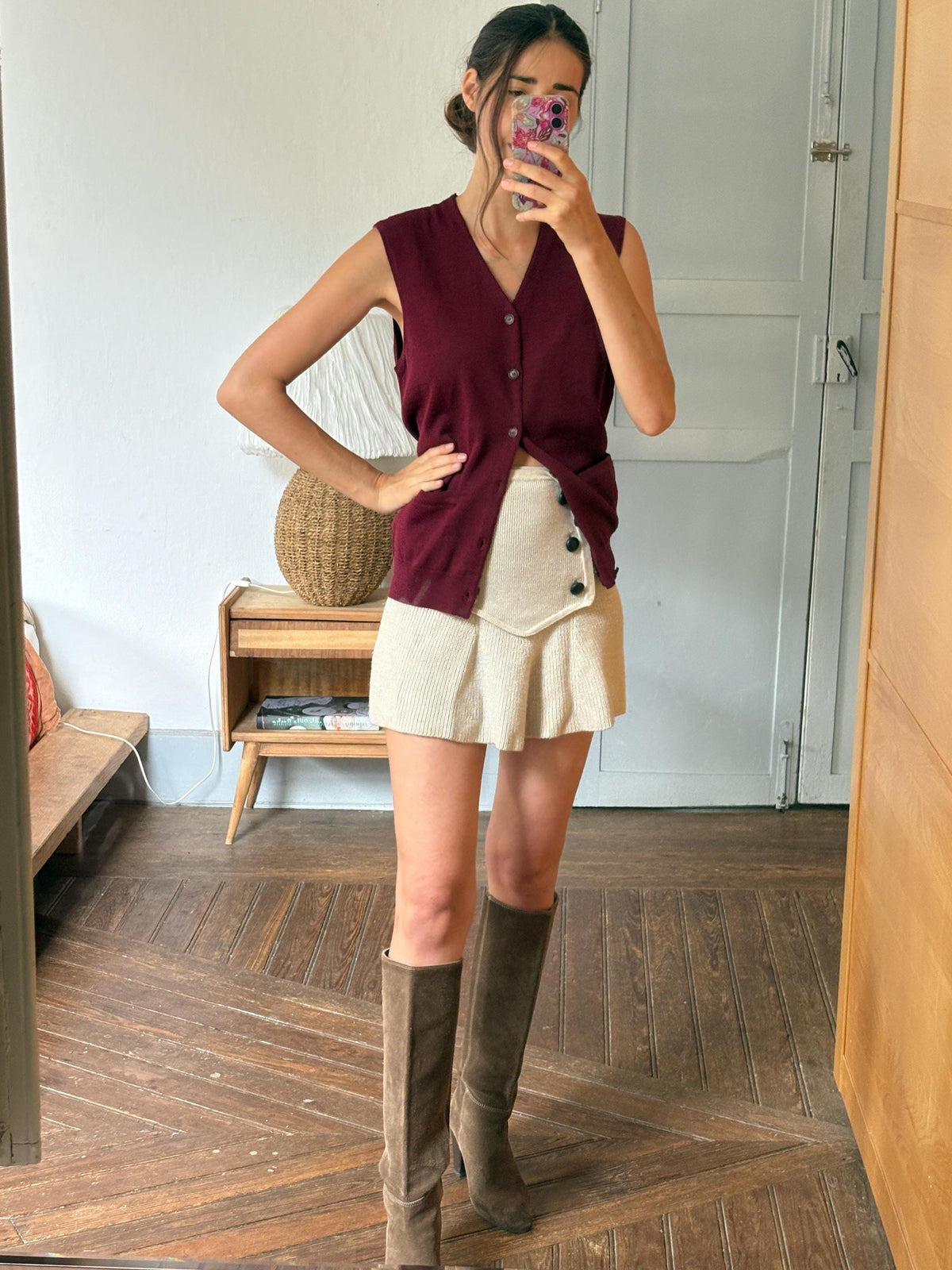 Luxe Wool blend Waistcoat | New With Tags | Burgundy | Made in Spain | Italian Fabric
