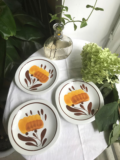 Vintage Floral Breakfast Plate Set of 3