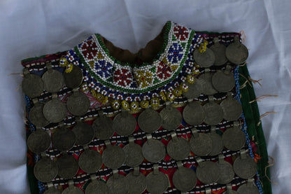 Antique Afghan Children's Bodice with Coins — back view