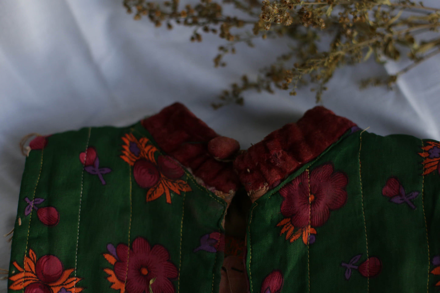 Afgan Relic, Antique handmade Afgan childrens bodice decorated with copper rial coins, Ethnographic