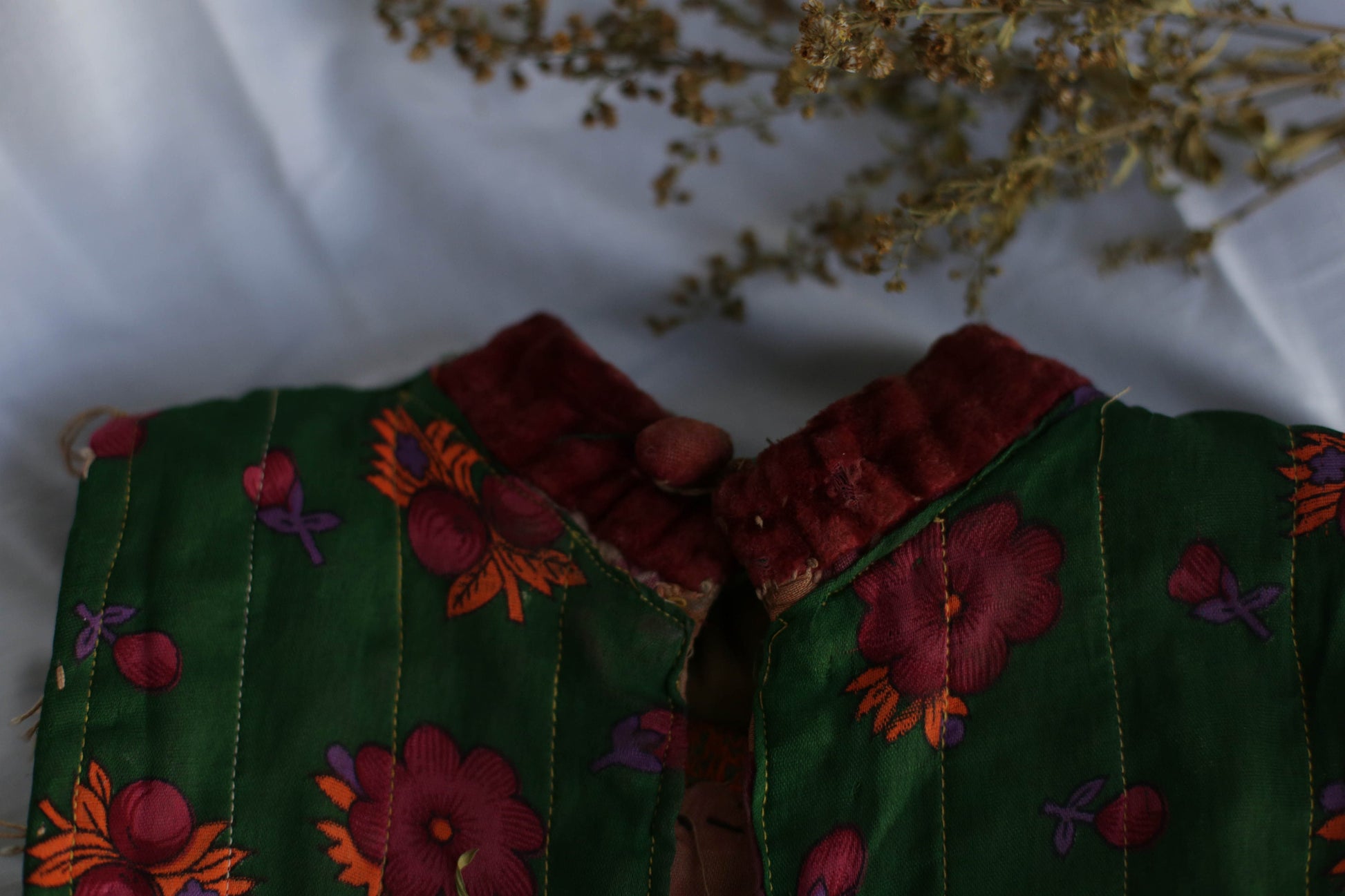 Afgan Relic, Antique handmade Afgan childrens bodice decorated with copper rial coins, Ethnographic