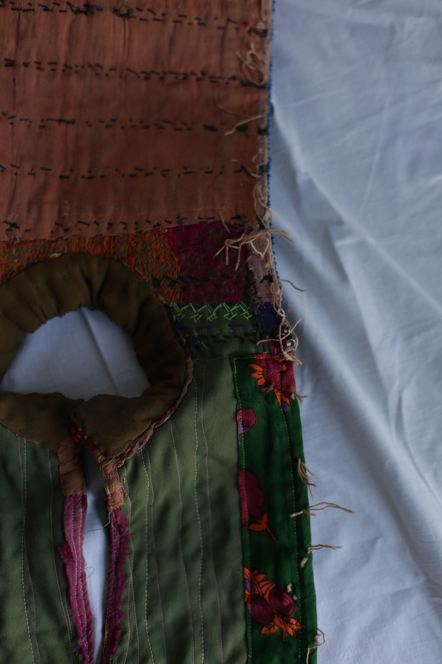 Afgan Relic, Antique handmade Afgan childrens bodice decorated with copper rial coins, Ethnographic