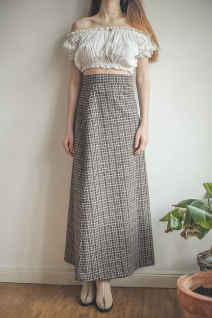 Silver Checkered Lurex A-Line Maxi Skirt — additional view 9