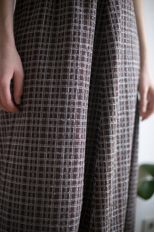 Silver Checkered Lurex A-Line Maxi Skirt — detail