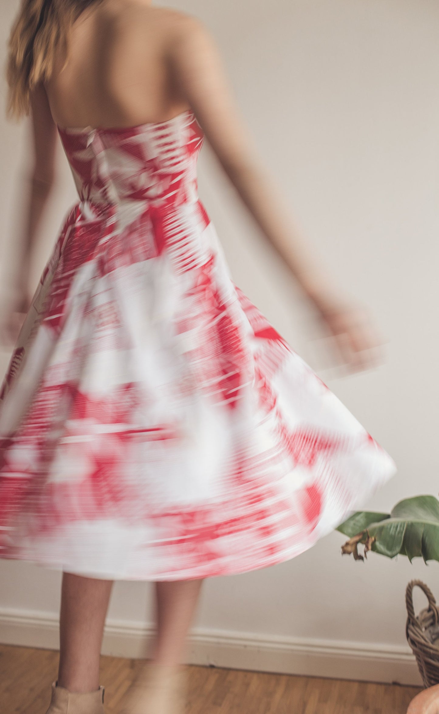 Vintage 80s Rockabilly Dress Red & White Sweetheart Neckline Prom Party Deadstock Summer