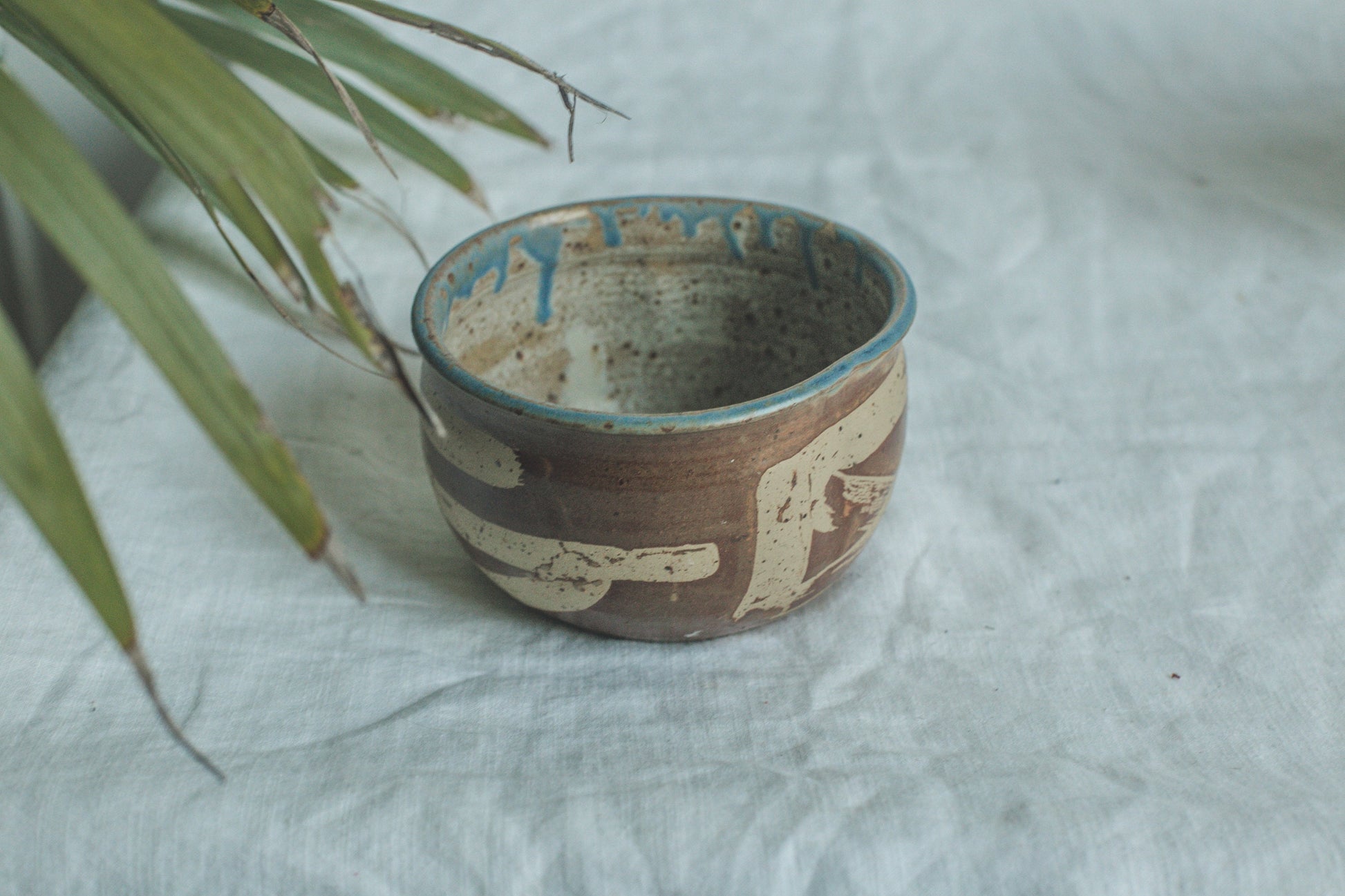 Handmade Vintage Ceramic Matcha Bowl - Rustic Soup, Cereal & Café au Lait Bowl with Abstract Glazing, Unique Small Home Decor 3.3"x5.5