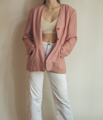 Vintage Red Gingham Oversized Blazer — additional view 5