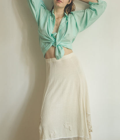 Vintage Turquoise Oversized Button Down Blouse — additional view 7