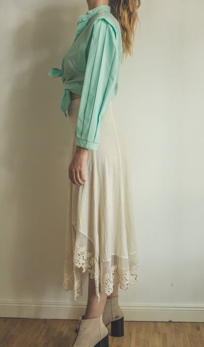 Vintage Turquoise Oversized Button Down Blouse — additional view 5