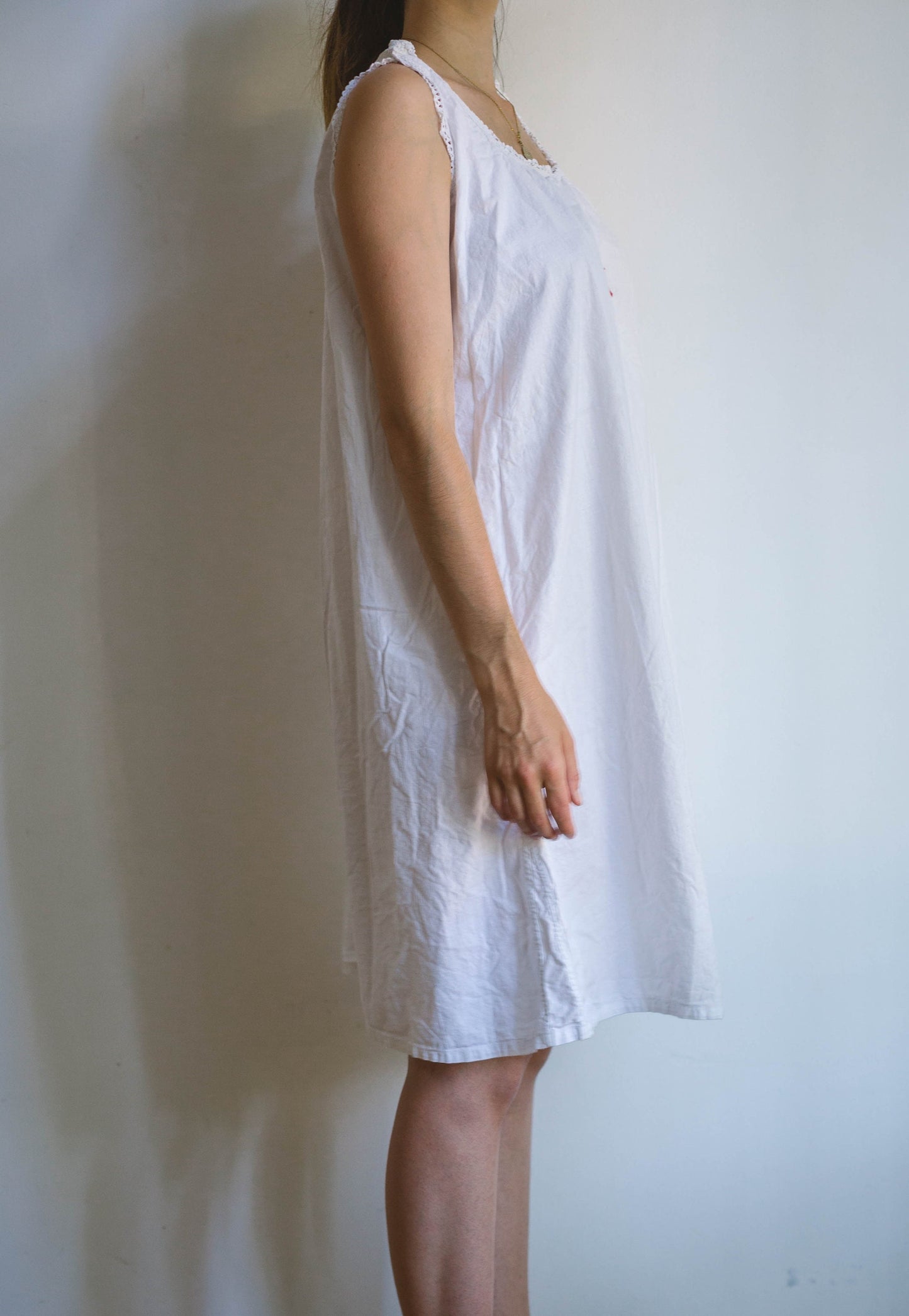 Vintage white cotton nightie, night gown, cottage core pyjamas, french antique nightgown