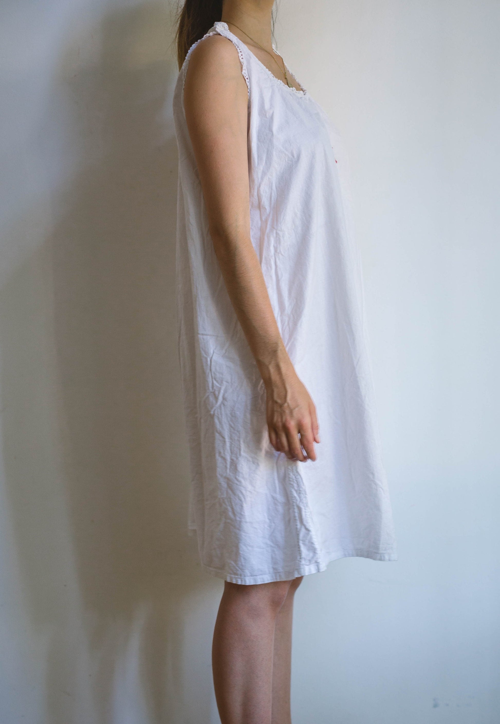 Vintage white cotton nightie, night gown, cottage core pyjamas, french antique nightgown