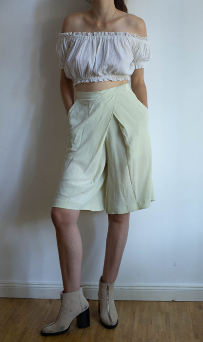 Vintage Silk High Waist Skorts — back view