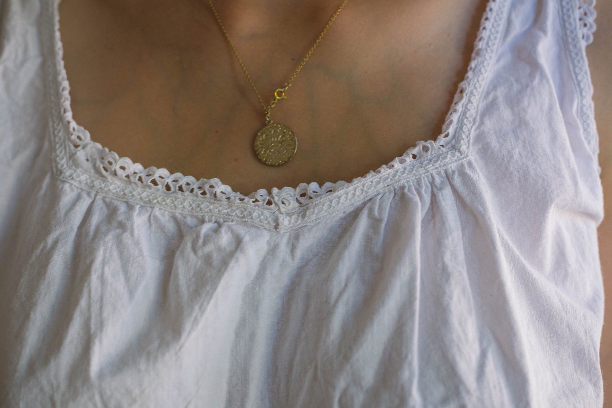 Vintage white cotton nightie, night gown, cottage core pyjamas, french antique nightgown