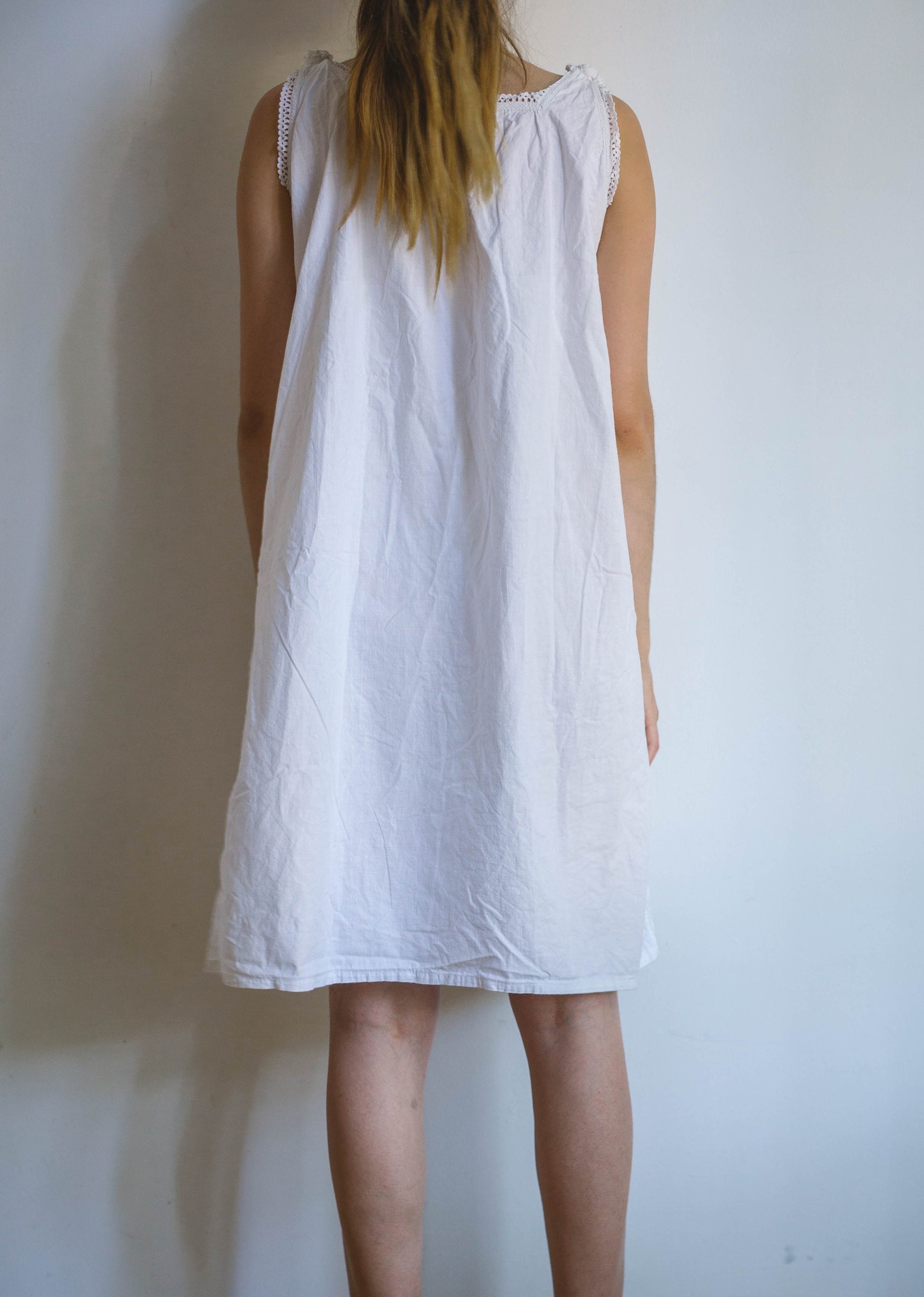 Vintage white cotton nightie, night gown, cottage core pyjamas, french antique nightgown