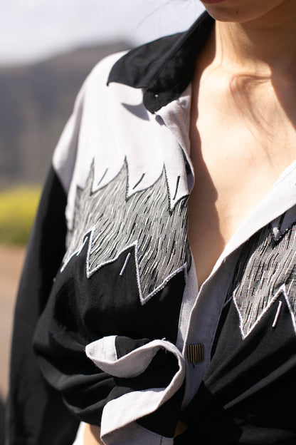 Vintage Western Cowboy Print Blouse — additional view 7