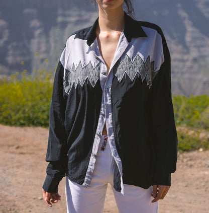 Vintage Cowboy Print Blouse — detail