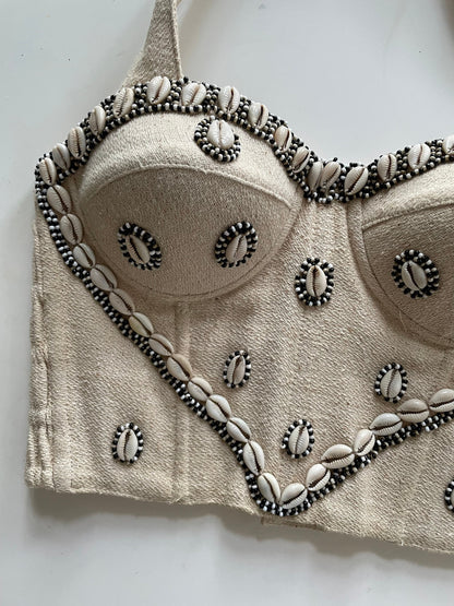 Shell-Decorated Heart Shaped Bustier — back view