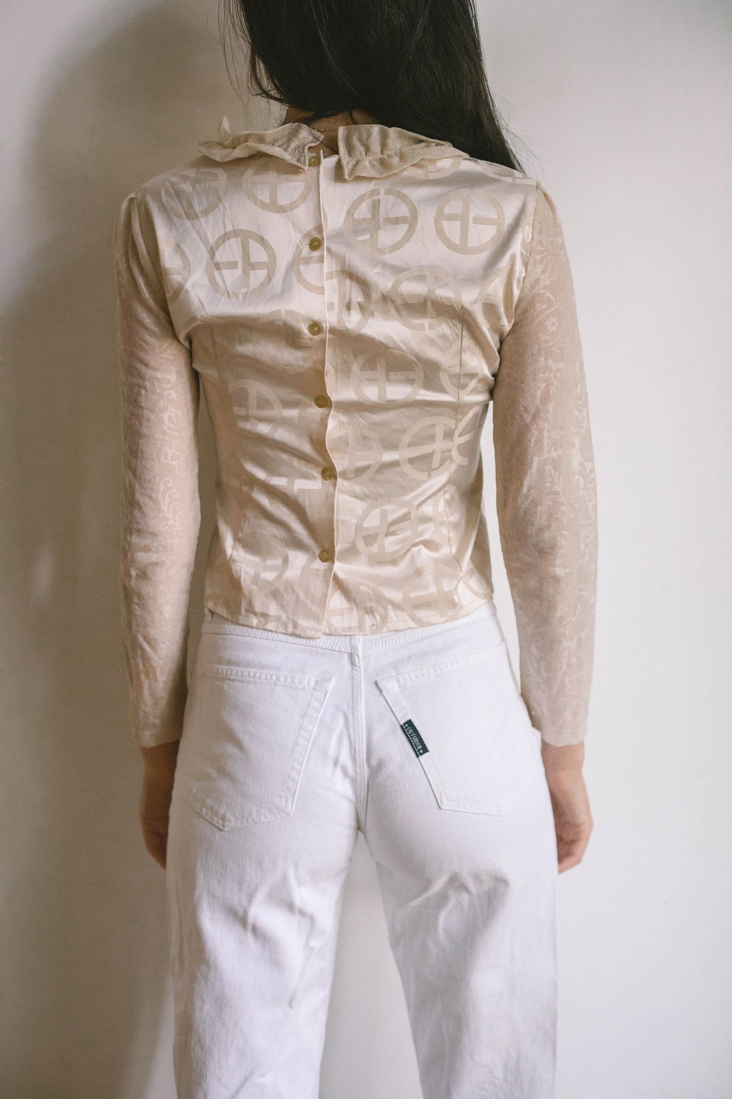 Ruffled blouse, Collared shirt, Handmade top, Victorian top, Vintage french blouse, Antique blouse, Edwardian blouse, Romantic top, S