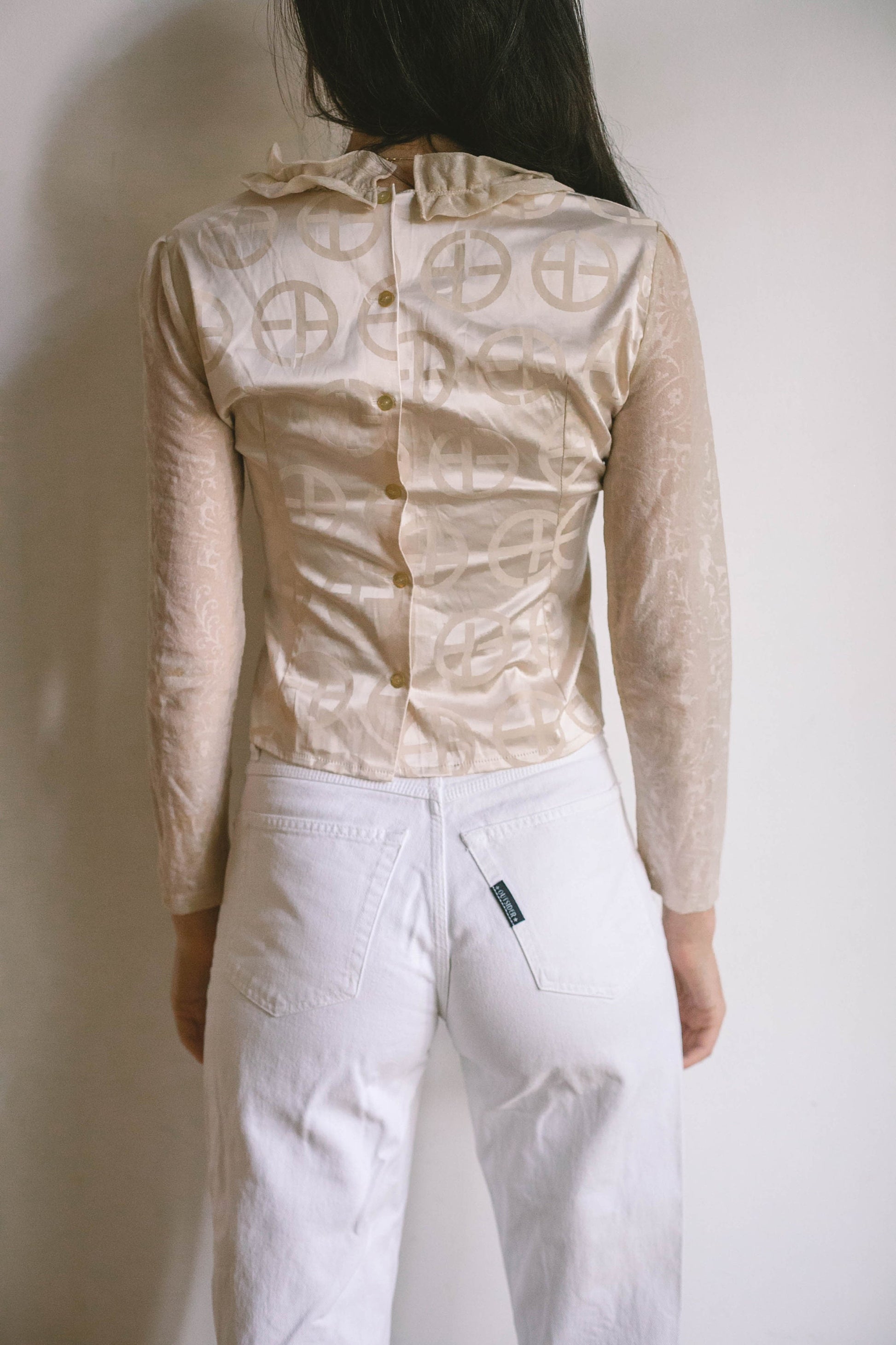 Ruffled blouse, Collared shirt, Handmade top, Victorian top, Vintage french blouse, Antique blouse, Edwardian blouse, Romantic top, S