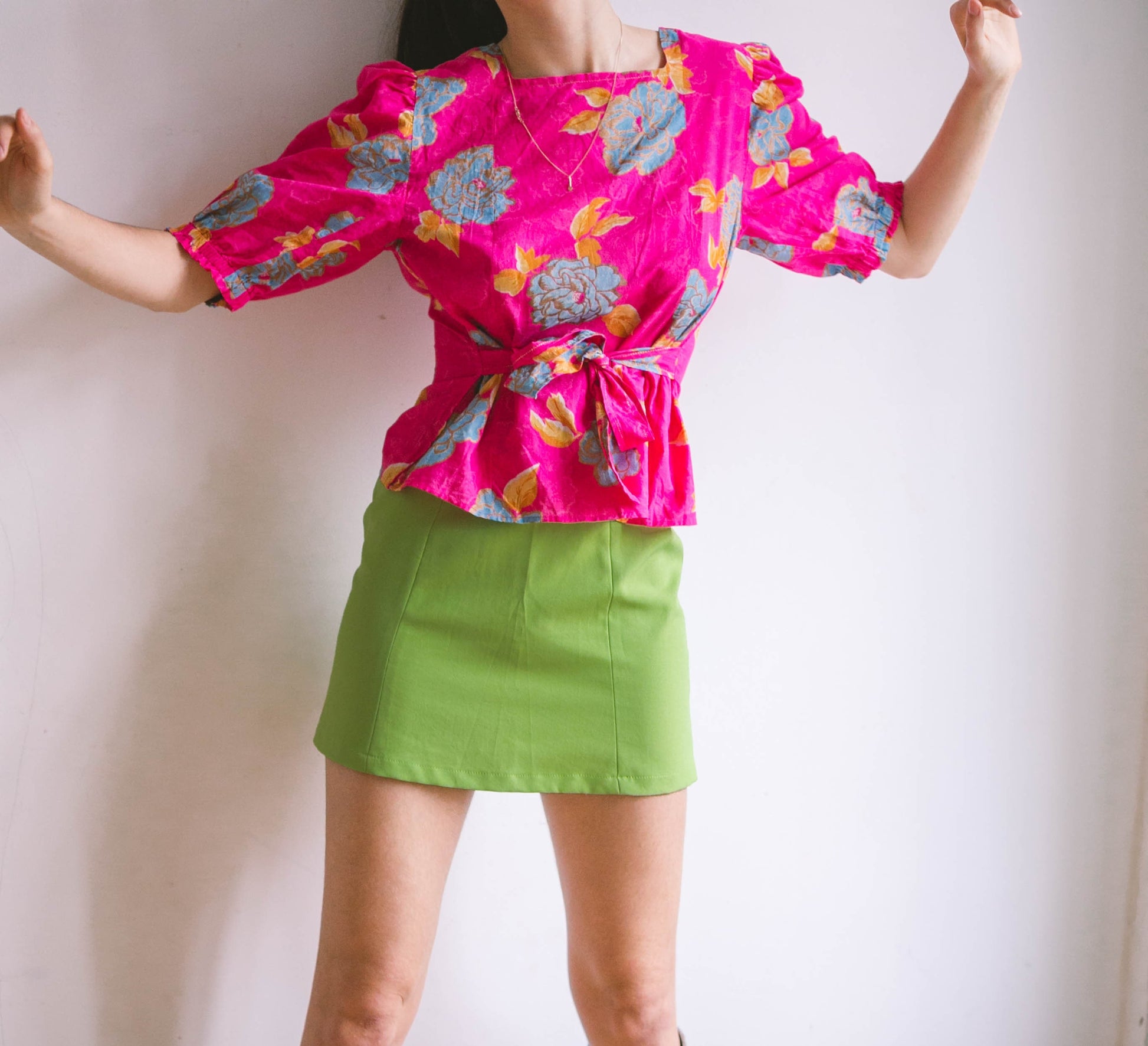 Vintage Floral Puff Sleeve Blouse — additional view 5
