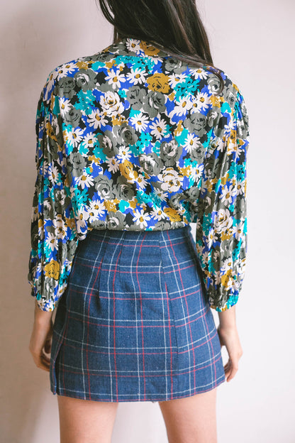 Vintage Floral Blouse in Blue and White — additional view 6