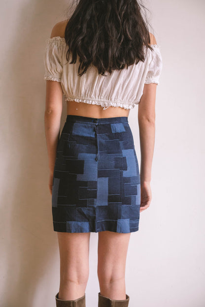 Y2K Blue Patchwork Denim Skirt — additional view 5