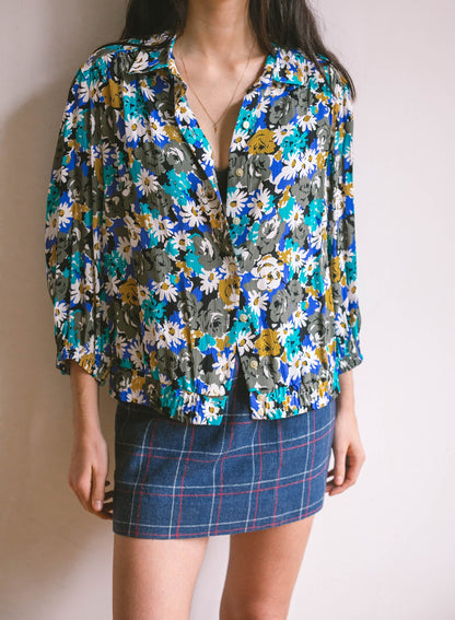 Vintage Floral Blue Blouse — additional view 10